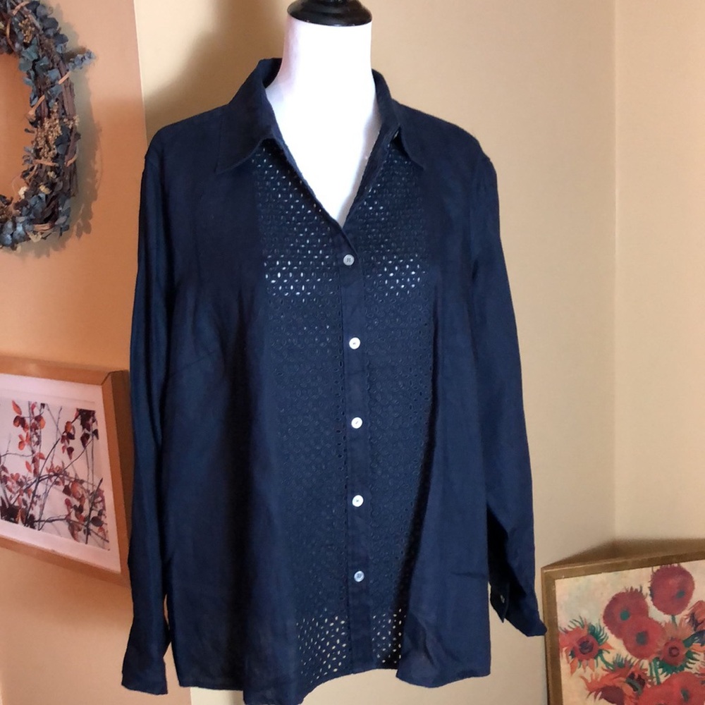 TALBOTS sz 3XP LINEN Eyelet Hole classic $119 NEW